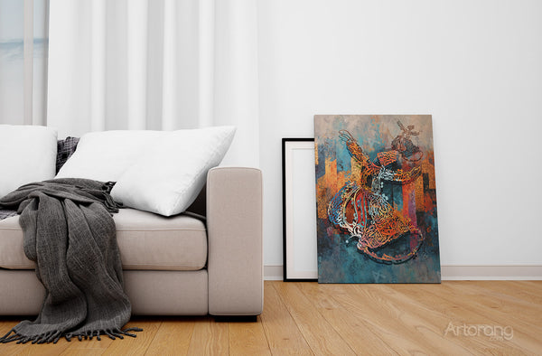 Sufi Whirling Dervish Calligraphy Canvas Print - Persian Wall Art Decor