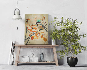 Nature-inspired Persian artwork blending abstract textures and calligraphy.
