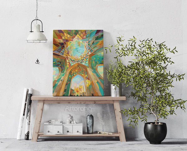 Persian Architecture Canvas Print – Vibrant Geometric Wall Art for Home Décor