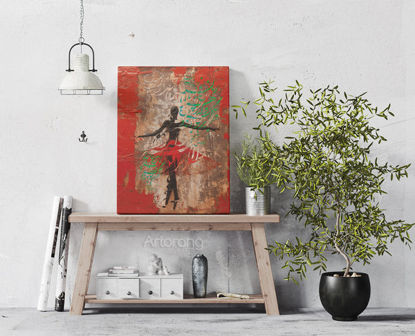 Decorative Sufi-inspired art piece with calligraphy and flowing movement