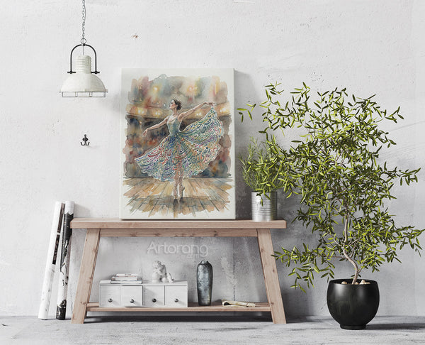 Dancing Persian Girl in Colorful Skirt with Rumi Poem Canvas Print Wall Art