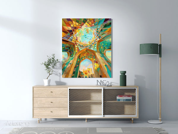 Persian Architecture Canvas Print – Vibrant Geometric Wall Art for Home Décor