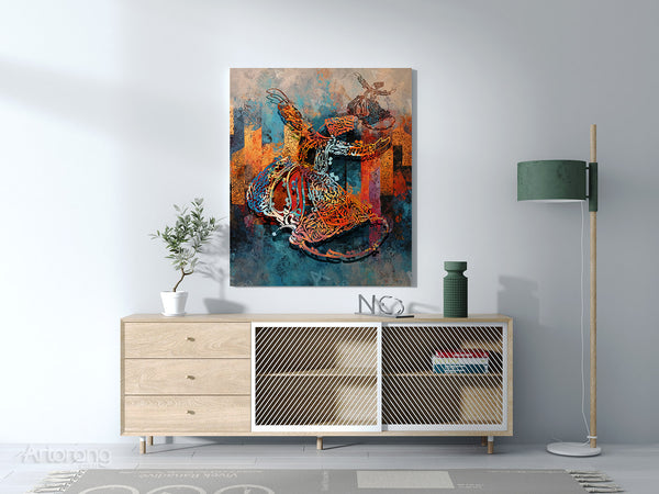 Sufi Whirling Dervish Calligraphy Canvas Print - Persian Wall Art Decor
