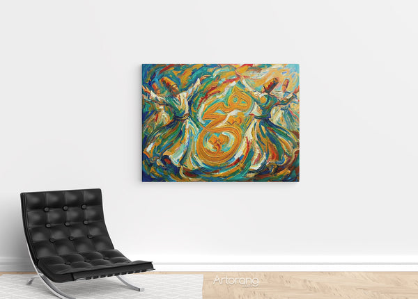 Sufi Dervishes Dance Canvas Print - Vibrant Wall Art Inspired by Persian Culture