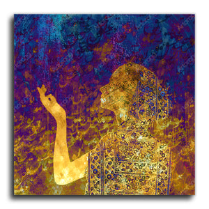 A prayer for love Gold Version | Girl with Persian Pattern | Persian Wall Art Canvas Art | Persian Home Decor | Iranian Art | Arabic Art - Artorang