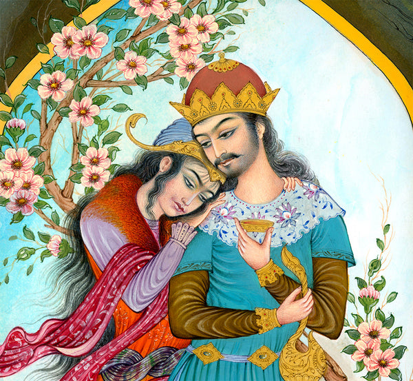 Layla and Majnun, Persian miniature painting print painted by feet | Persian painting | Persian gift | Persian painting | Persian miniature - Artorang