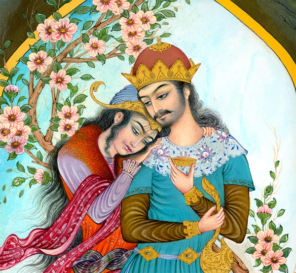 Layla and Majnun, Persian miniature painting print painted by feet | Persian painting | Persian gift | Iranian painting | Persian miniature - Artorang