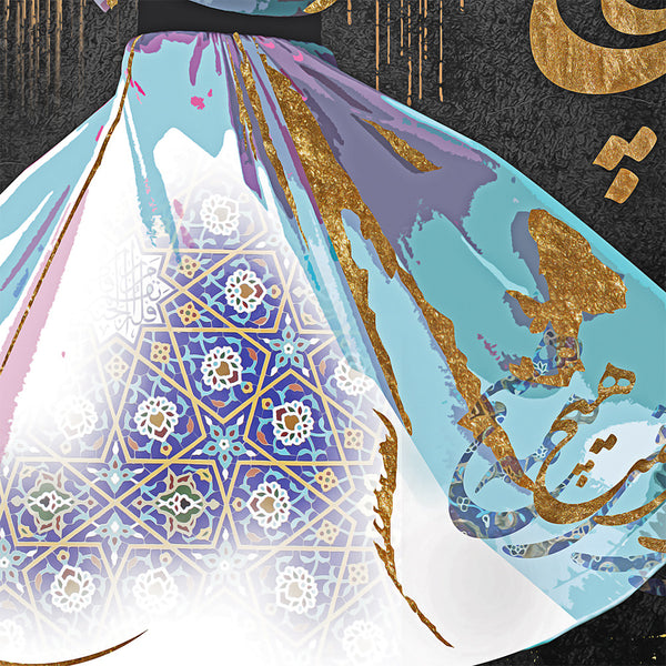 Ancient Sufi dance wall art, Rumi whirling dervishes, Arabic wall art, Turkish