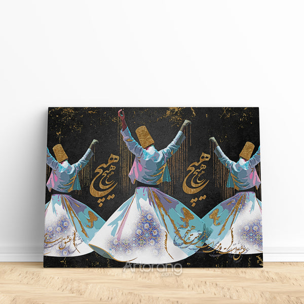 Ancient Sufi dance wall art, Rumi whirling dervishes, Arabic wall art, Turkish