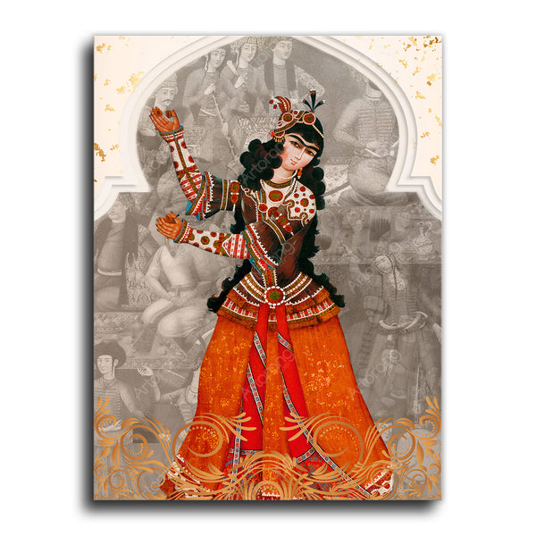 Qajar girl dancing with castanets, harem canvas print wall art, Persian gift - Artorang