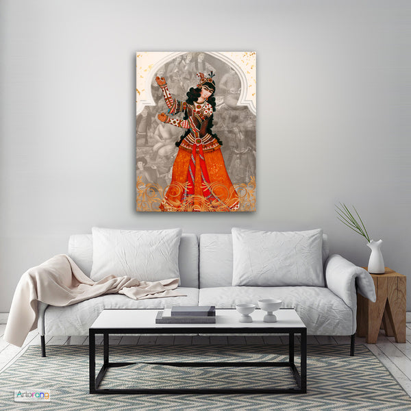 Qajar girl dancing with castanets, harem canvas print wall art, Persian gift - Artorang