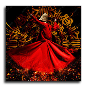 Whirling Dervishes spin with calligraphy canvas print wall art - Artorang