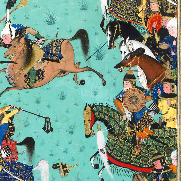 Persian miniature art from the Shahnameh by Ferdowsi, available with frame and range of color options