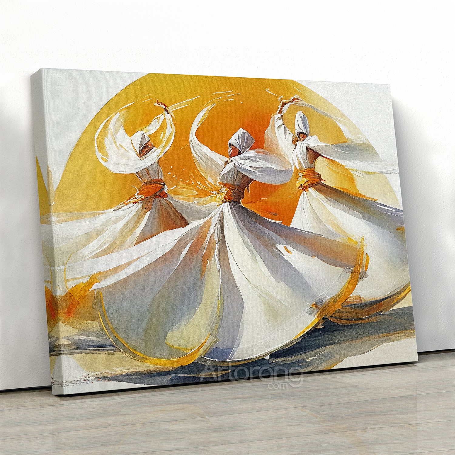 Abstract painting of whirling Dervish, Ancient Sufi dance canvas print wall art, Iranian gift