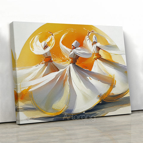 Abstract painting of whirling Dervish, Ancient Sufi dance canvas print wall art, Iranian gift