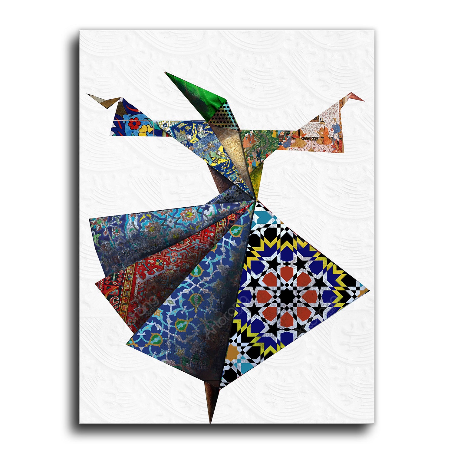 Ancient Sufi dance and whirling dervish with Persian pattern - Artorang