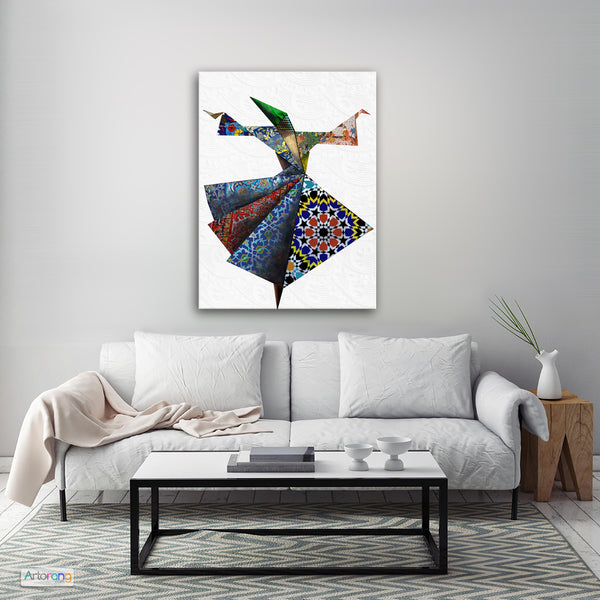 Ancient Sufi dance and whirling dervish with Persian pattern - Artorang