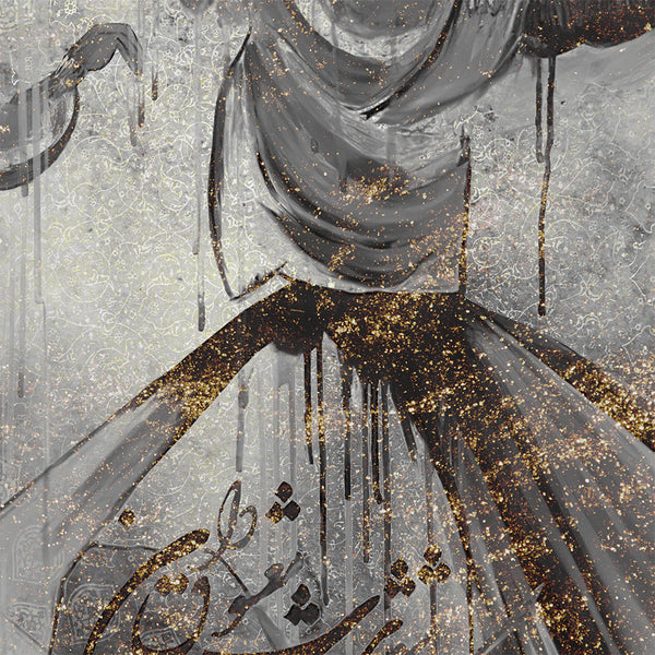 Ancient Sufi dance and whirling dervishes with Persian calligraphy canvas print, Arabic art, Turkish