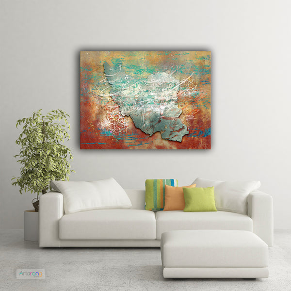 The sky is always mine poem on Persia map, Sohrab Sepehri poem canvas print wall art, Persian artwork, Persian gift