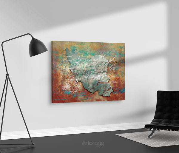 The sky is always mine poem on Persia map, Sohrab Sepehri poem canvas print wall art, Persian artwork, Persian gift