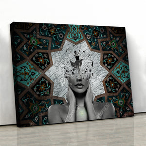 I would bend down with my soul canvas print wall art | Persian girl | Persian pattern | Persian art | Persian art | Arabic art | Persian artwork - Artorang