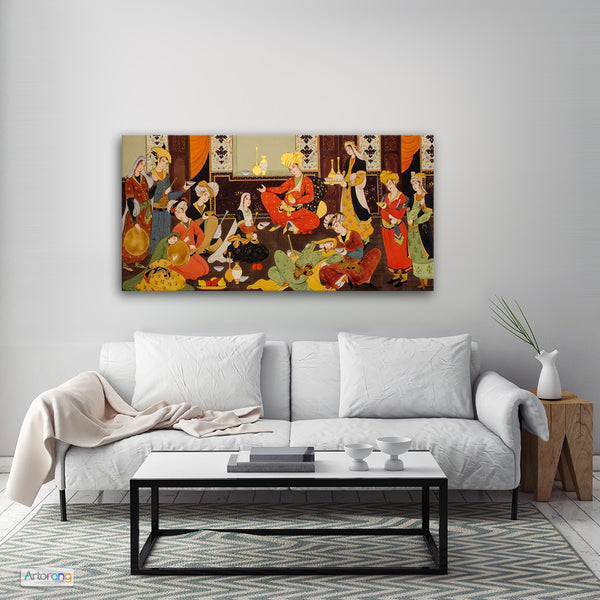 Ancient Persian banquet of music and dance wall art, Persian gift - Artorang