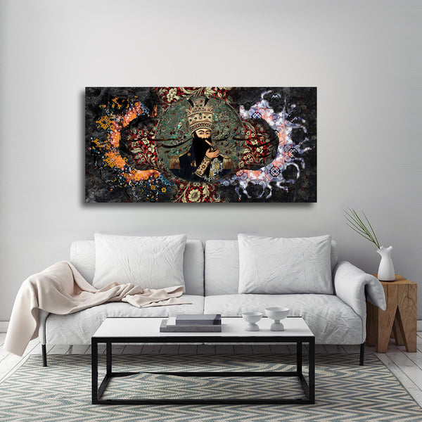 Persian wall art of Fath-Ali Shah Qajar and Saadi Shirazi poem | Persian art | Persian canvas Art | Persian gift | Persian ancient art - Artorang