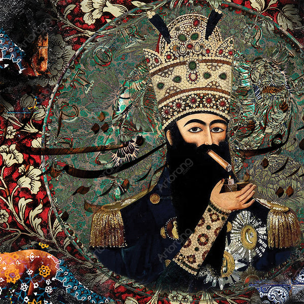Persian wall art of Fath-Ali Shah Qajar and Saadi Shirazi poem | Persian art | Persian canvas Art | Persian gift | Persian ancient art - Artorang
