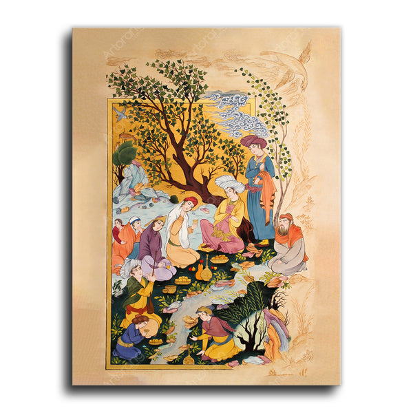 Persian banquet miniature painting print wall art - Artorang