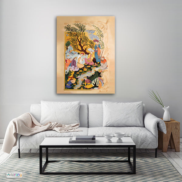 Persian banquet miniature painting print wall art - Artorang