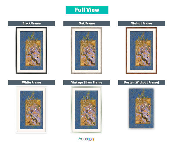 The Concourse of the Birds painting by Habiballah of Sava Persian miniature with frame and range of color options, Persian painting