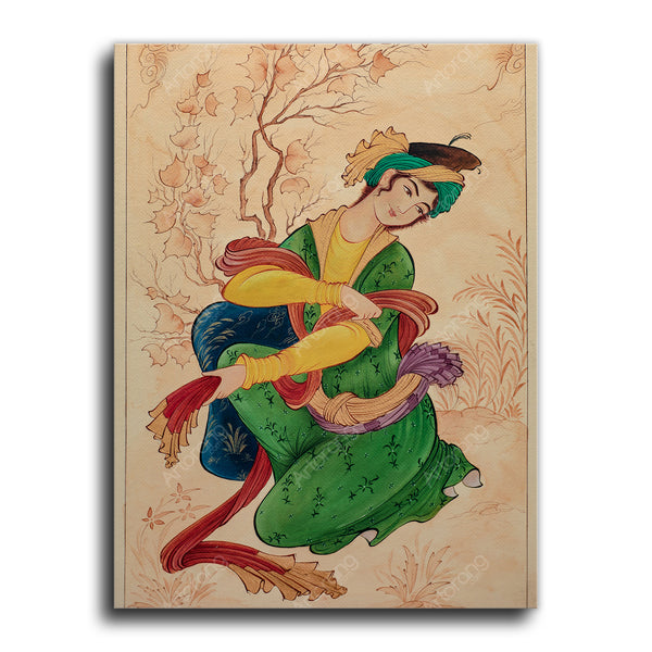 Persian miniature painting print, Ancient Persian girl miniature wall art - Artorang