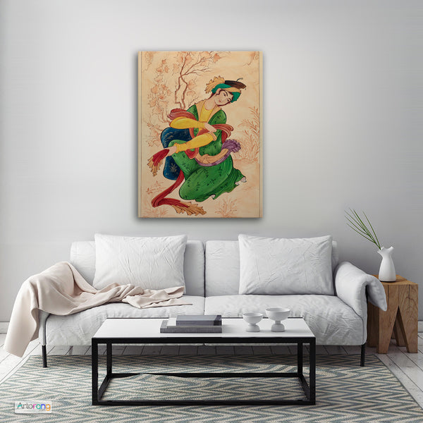 Persian miniature painting print, Ancient Persian girl miniature wall art - Artorang