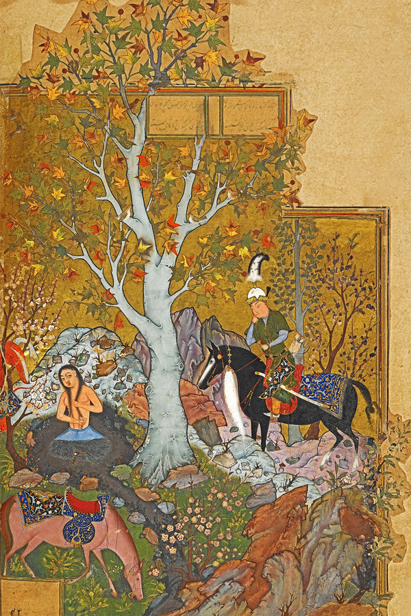 Persian miniature from Khamsa of Nizami possibly the work of Behzad, Persian traditional miniature available with frame
