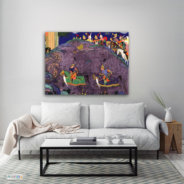 Shahnameh Ferdowsi miniature canvas print wall art, Persian miniature, Persian art - Artorang
