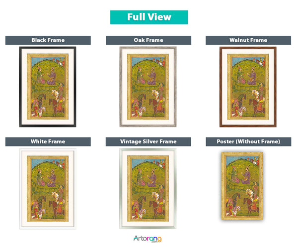 Khosrow and Shirin meeting, Nizami Ganjavi poem, Persian traditional miniature available with frame