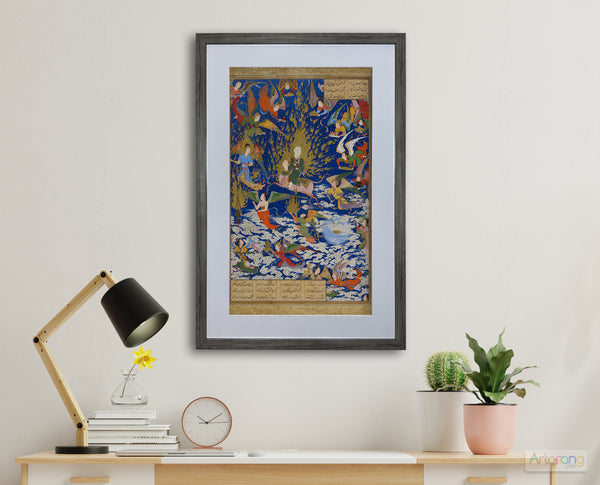Khamsa of Nizami, Shah Tahmasp version, Persian traditional miniature available with frame