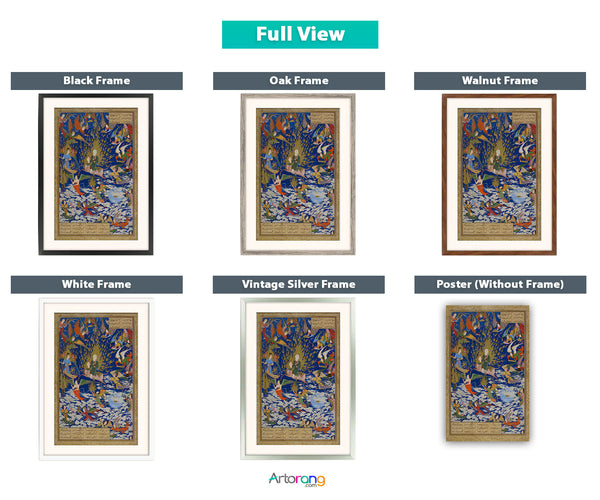 Khamsa of Nizami, Shah Tahmasp version, Persian traditional miniature available with frame