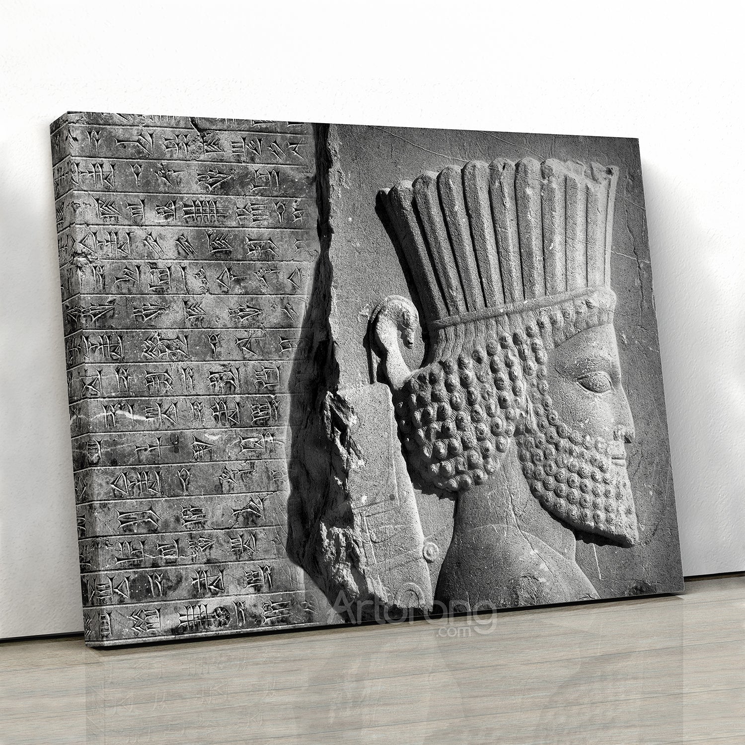 Old Persian cuneiform & ancient Persian soldier wall art, Hakhamaneshi soldier in Persepolis Takht-e Jamshid