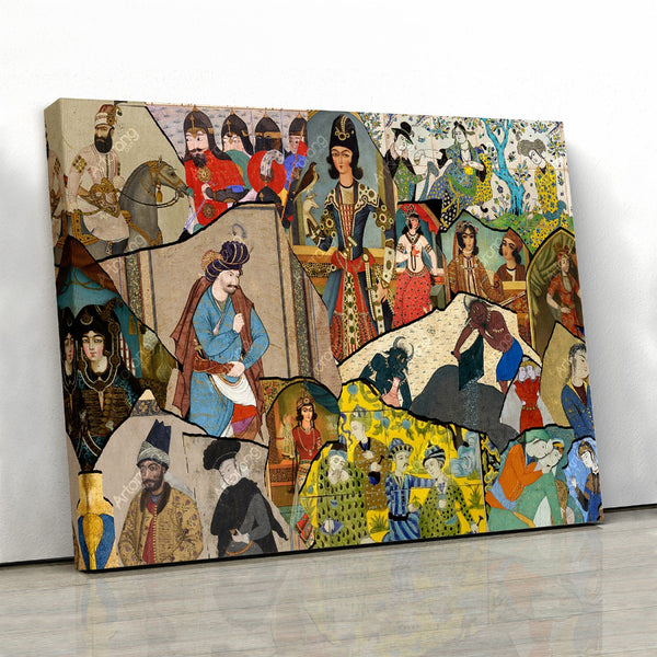 Persian Home Decor | Persian Miniature Canvas Art | Persia Wall Art | Persian Art | Persian Miniature Collage Canvas | Persian Gift | Middle Eastern art - Artorang