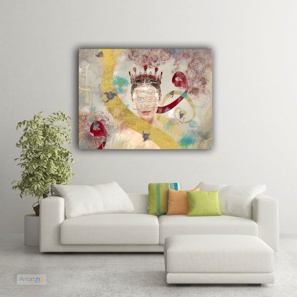 Rumi Quote Wall Art Canvas Print - Persian Calligraphy "You Are My World"