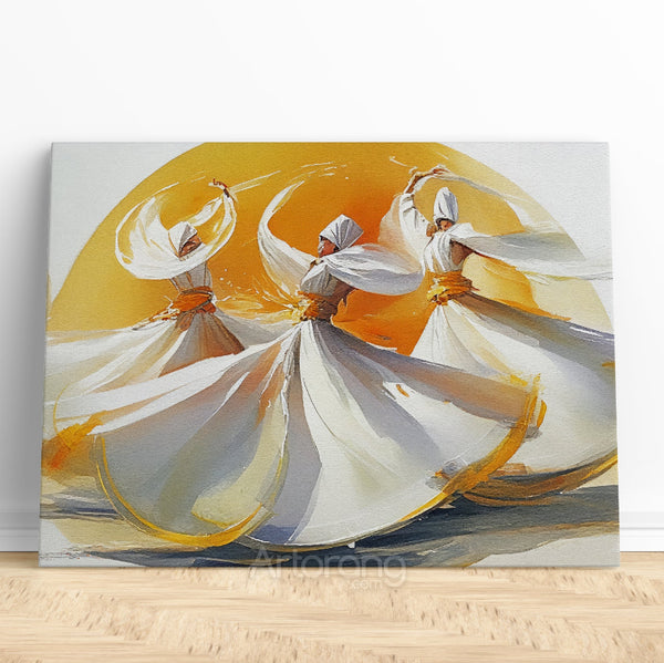 Whirling Dervish Abstract Painting Canvas Print - Sufi Dance Wall Art