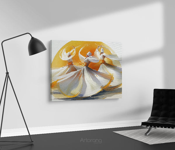 Whirling Dervish Abstract Painting Canvas Print - Sufi Dance Wall Art