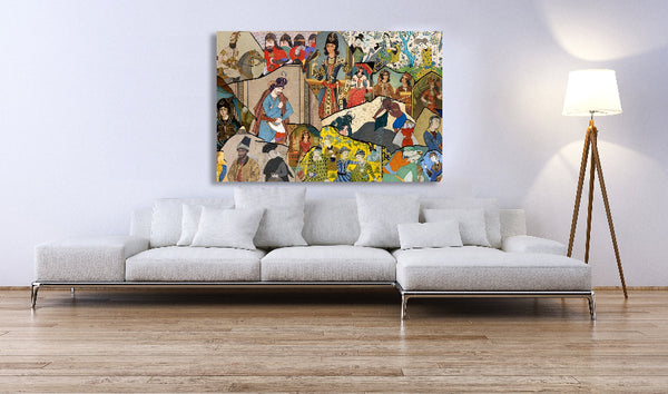 Persian Home Decor | Persian Miniature Canvas Art | Persia Wall Art | Persian Art | Persian Miniature Collage Canvas | Persian Gift | Middle Eastern art - Artorang