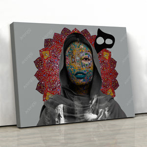 Girl and Persian tile face, rectangle version | Middle Eastern Contemporary art | Persian art | Arabic art | Islamic art | Persian Gift - Artorang
