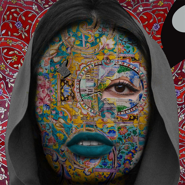 Girl and Persian tile face  | Middle Eastern Modern and Contemporary art | Persian art | Arabic art | Islamic art | Persian Gift - Artorang