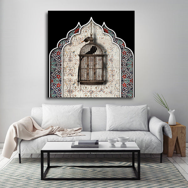Living Outside of Bird Cages Canvas Art  | Middle Eastern Modern and Contemporary art | Persian art | Arabic art | Persian Gift - Artorang