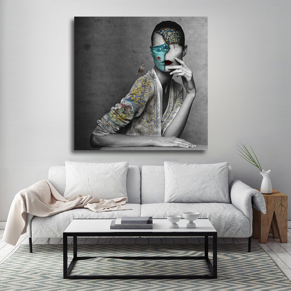 Girl and Persian pattern face  | Middle Eastern Modern and Contemporary art | Persian art | Arabic art | Persian Gift - Artorang