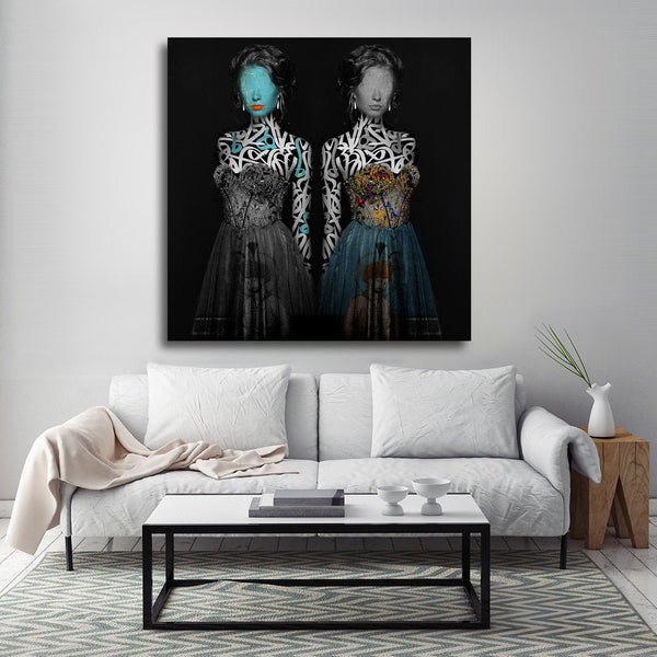Persian calligraphy on their bodies Canvas Art  | Middle Eastern Modern and Contemporary art | Persian art | Arabic art | Arabic calligraphy - Artorang