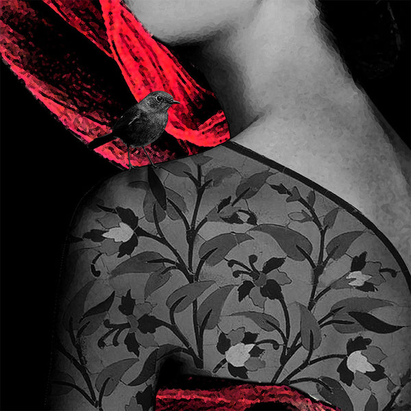 Girl and red scarf Canvas Art | Persian art | Arabic art | Persian Wall Art | Persian tile | Persian Art | Persian gift - Artorang